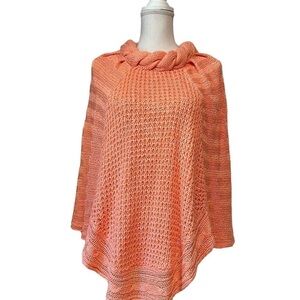 TEJIESTELO WOMENS PRETTY SOFT ORANGE PONCHO SIZE M-L